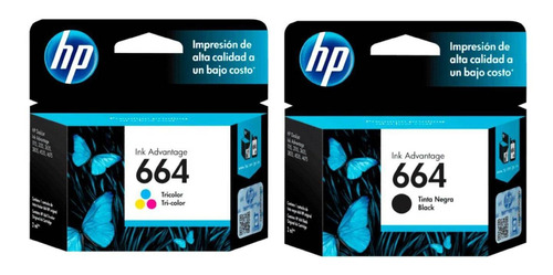 Pack Tinta 664 Original Hp 1 Negro + 1 Tricolor 2135 3775 Ot