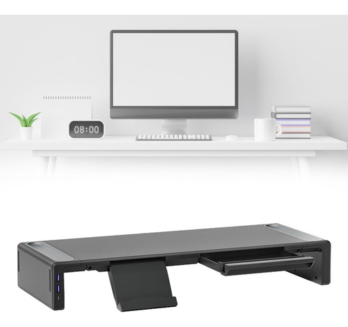 Soporte Para Monitor Riser Soporte Interfaz Usb Negra