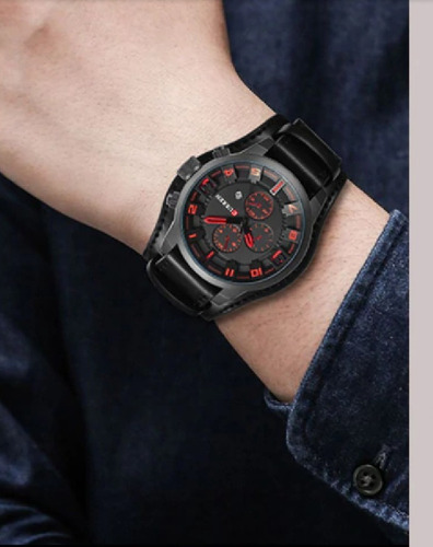 Relógio Masculino Original Couro 8225 Luxo Com Garantia