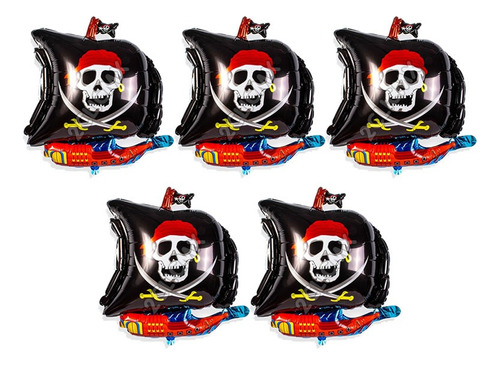 5 Globos Metalico Barcos Piratas Halloween Dia De Muertos 