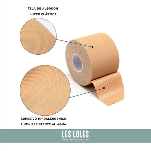 Imagen 3 de 10 de Boob Tape Corpiño Adhesivo Cinta Rollo + 10 Pezoneras Hipoal