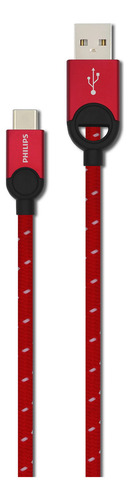 Cabo Carregador Usb Tipo C Philips Premium Usbc Cor Vermelho