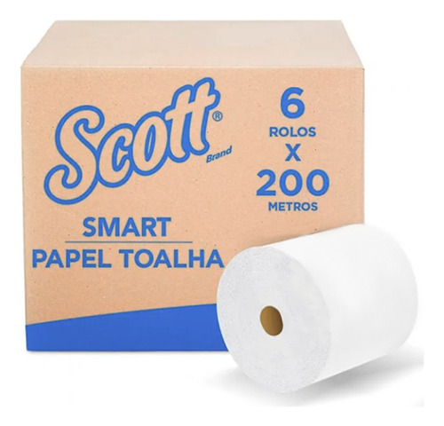 Papel Toalha Scott Smart Folha Simples Com 6 Rolos De 200m