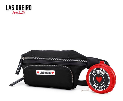 Imagen 2 de 2 de Riñonera Las Oreiro 21409 Negro C/bolsillo Plaqué Y Monedero