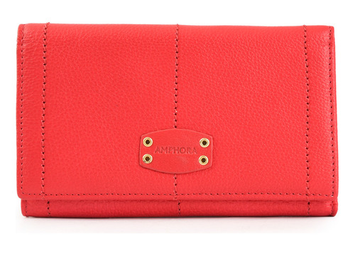 New Eyelet Billetera Cierre Exterior Mediana Coral