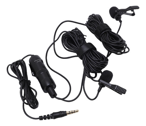 Micrófono De Solapa, Doble Micrófono Lavalier Con Cable, Con