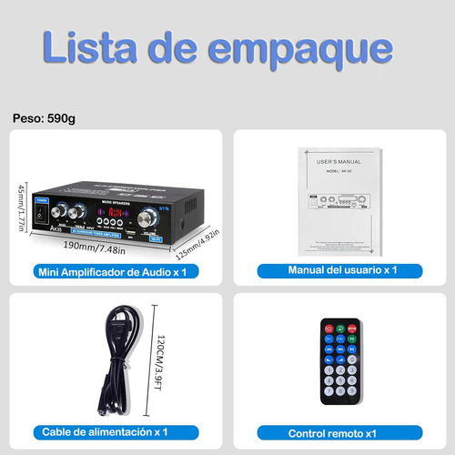 Amplificador De Audio Bluetooth Usb Mini Home De 2 Canales