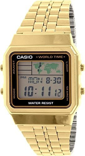 Reloj Casio World Time De Acero Inoxidable Dorado Para Hombr