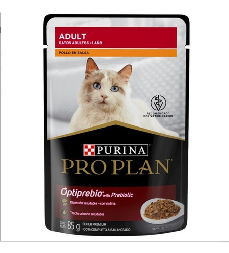 Imagen 1 de 5 de Alimento Pro Plan Gato Adulto Húmedo De Pollo, Sobre De 85g