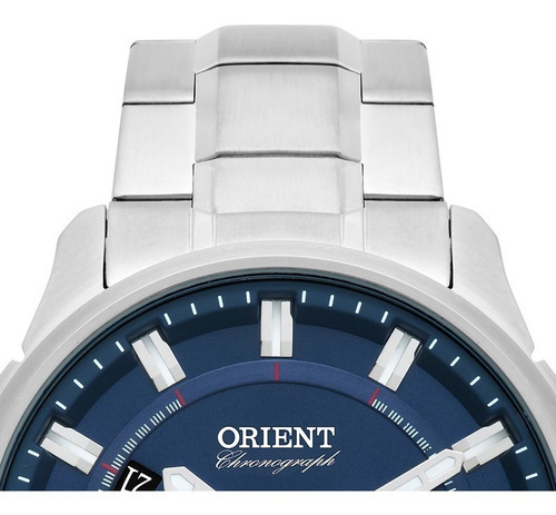 Relógio Orient Masculino Cronógrafo Mbssc189 D1sx Azul Aço Cor da correia Prateado Cor do bisel Prateado