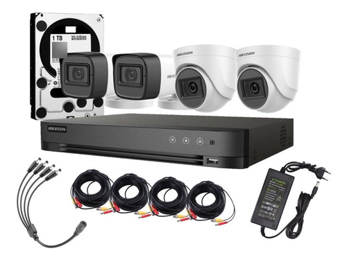 Kit Hikvision 4 Camara Exterior Fhd 1080p Dd 1tb 30m