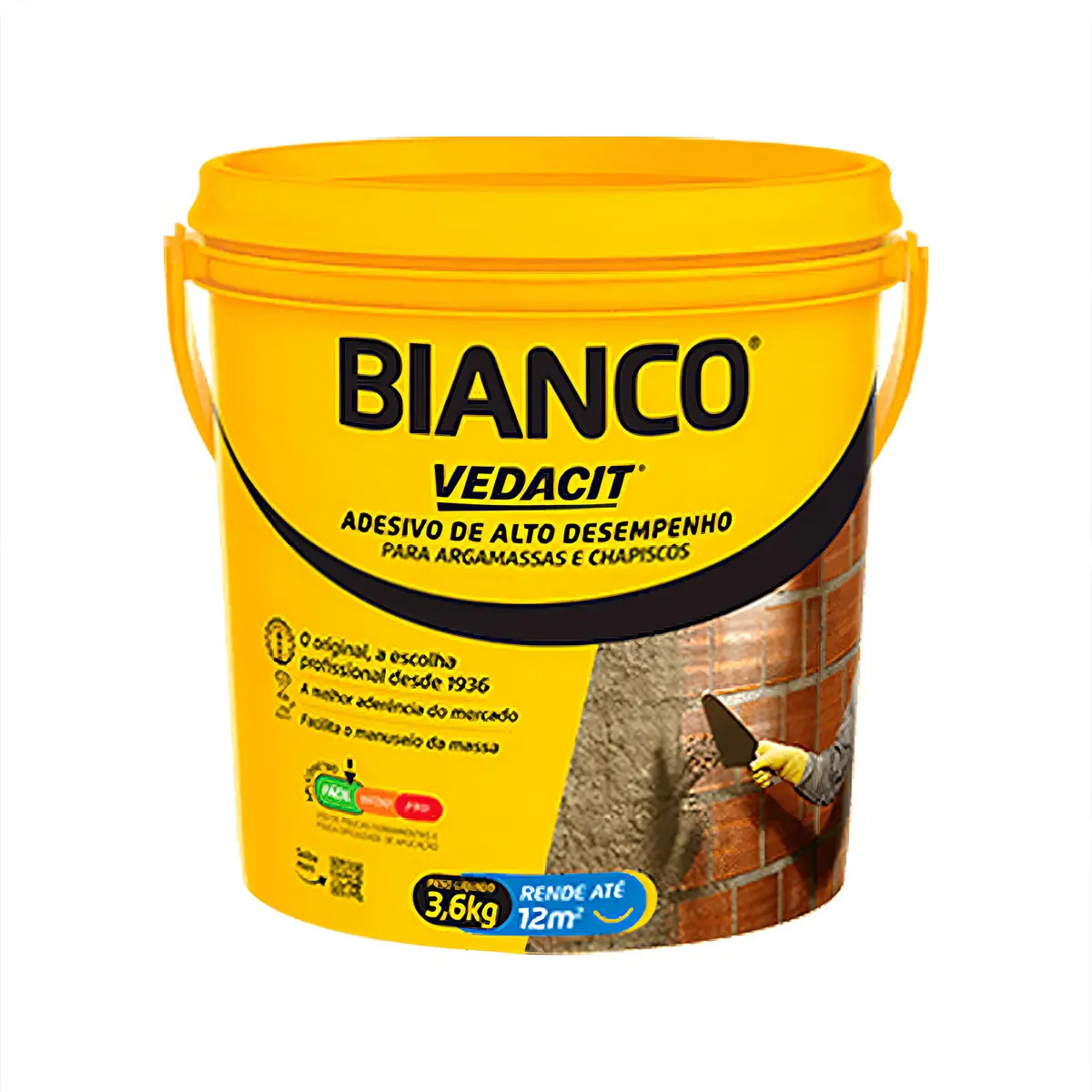 Bianco Vedacit Otto Adesivo Para Argamassa Chapisco 3,6l Acabamento Fosco Cor Branco