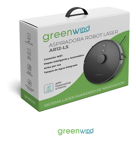 Aspiradora Robot Laser Con Mopa Greenwind Ar12-ls Color Negro