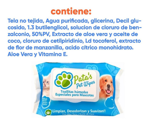Imagen 7 de 10 de Toallitas Humedas Perro Gato Paños Patas Orejas Limpias X 5