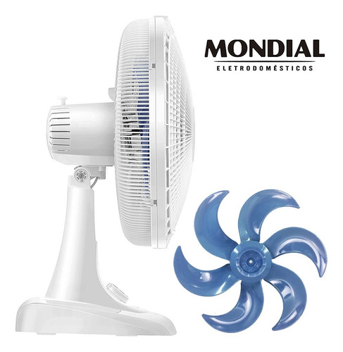 Ventilador De Mesa Mondial 40cm Maxi Power V40w - 220v Cor da estrutura Branco Cor das pás Azul