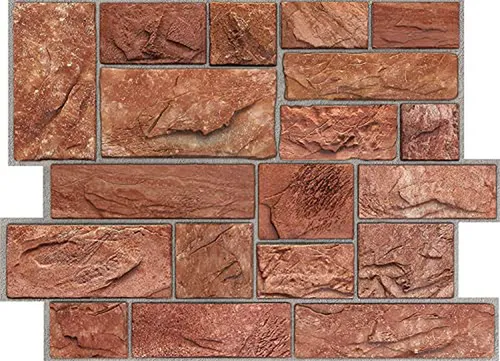Paneles 3d De Pared En Piedra Natural Roja, Pvc, 7 X 10 -