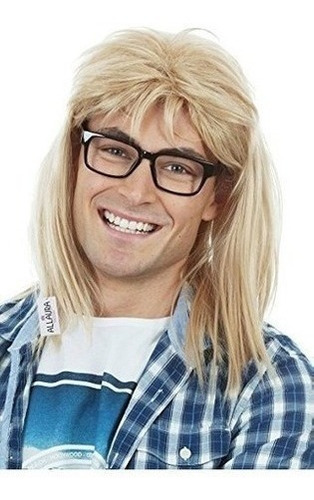 Allaura Waynes World Wig  Garth Cabello Y Gafas  80s Blonde 