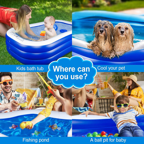 Piscina Inflable Para Niños, 102 X 67 X 21 Pulgadas, Centro