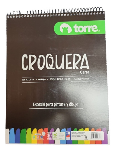 Croquera Carta 21,6x27,9cm 100hojas Torre Color Blanca