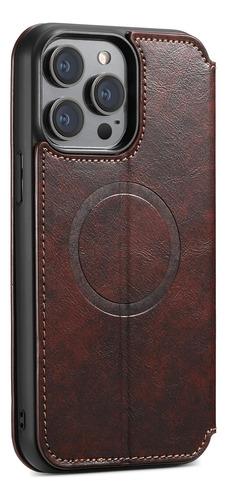 Para iPhone 14 15 Funda De Cuero Con Funda Magnética