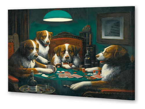 Cuadro 40x60cm Perros Jugando Cartas Poker Playing Games M1