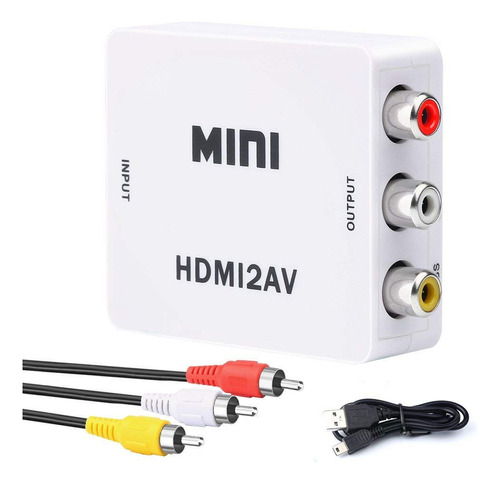 Mini Adaptador Conversor Full Hd Vídeo Hdmi P/ Vídeo Rca 2av