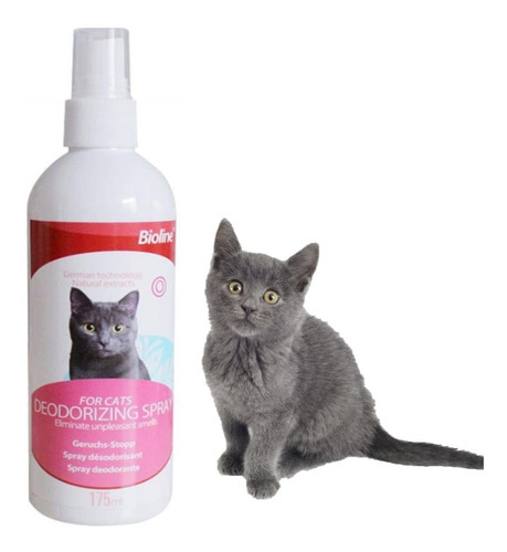 Imagen 1 de 1 de  Desodorante Spray Bioline Para Gatos Mascotas 175 Ml 