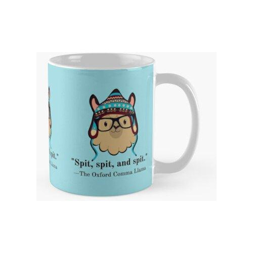 Taza Oxford Comma Llama Texto Negro Escupir Azul Claro Calid