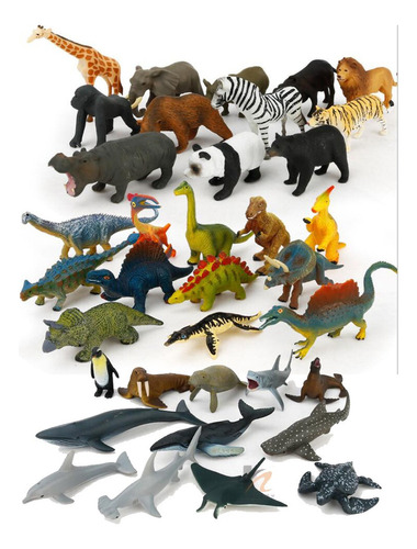 36pcs Mini Dinosaurios Animales Marinos Modelo Juguetes Para