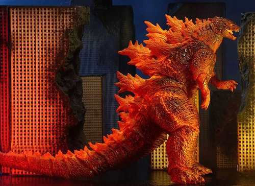 Boneco Luxo Godzilla De Fogo Vermelho Em Chamas Filme 16cm