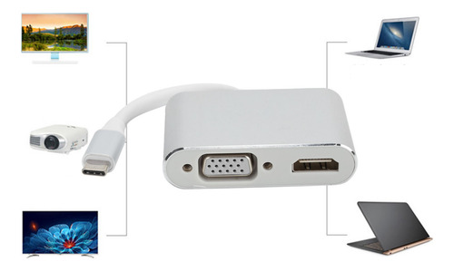 Convertidor De Adaptador Vga Tipo C A Hdmi 4k