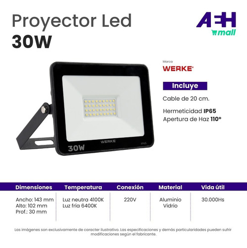 Imagen 3 de 10 de Proyector Reflector 30w = 200w Led Extra Chato Pack X2.