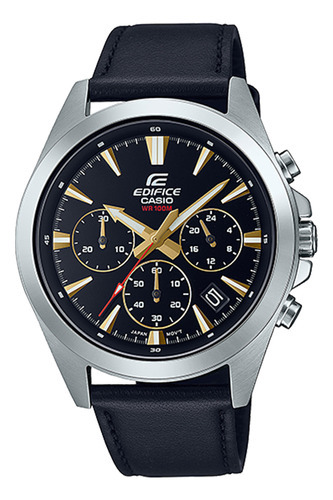 Reloj Hombre Casio Efv-630l-1avudf Edifice Color De La Correa Negro Color Del Bisel Plateado Color Del Fondo Negro