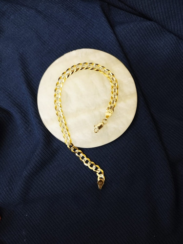 Pulso Barbado Diamantado 6mm X 21.5 Cm Oro Sólido 10k Diámetro 7 Cm