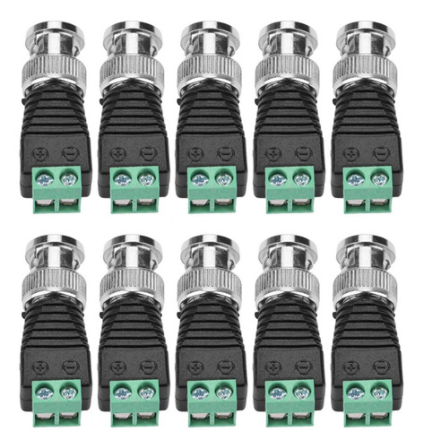 10x Conectores Bnc Macho Con Terminal Verde Cctv