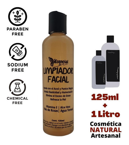 Gel Limpiador Facial Natural 125ml + 1litro Momento de aplicación Día/Noche Tipo de piel Todo tipo de piel