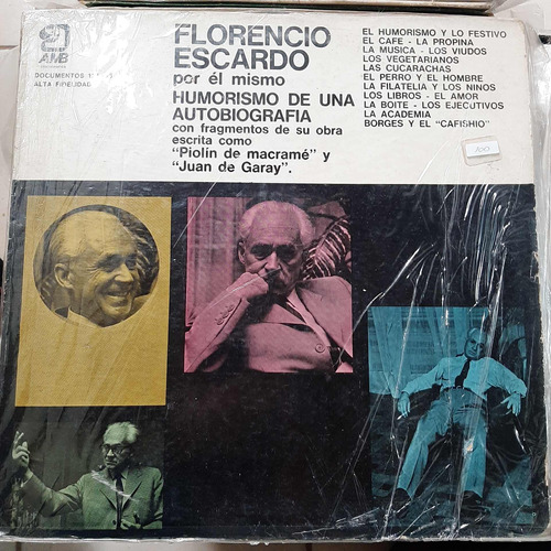 Vinilo Florencio Escardo Humorismo De Una Autobiografia F5