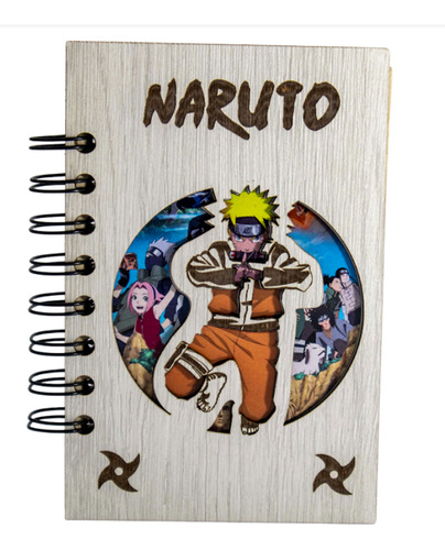 Naruto Libreta De Apuntes Pequeña En Madera