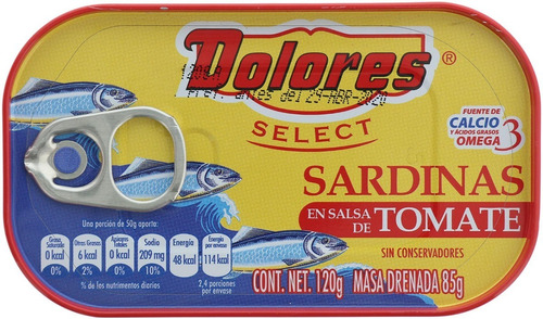 Sardinas En Salsa De Tomate Lata Dolores 120gr 8 Pack Ipg