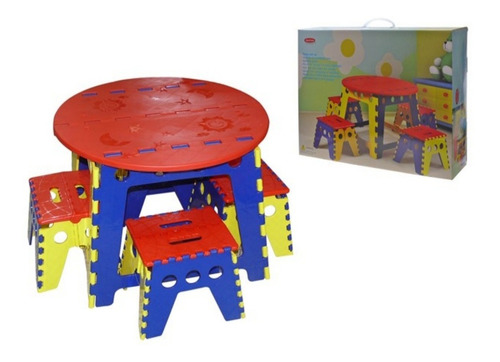 Mesa Más Cuatro Sillas Plegable Infantil 