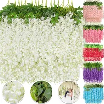Comprar 16pzs 48 Ramas Flores Artificiales Decorativas Wisteria Boda