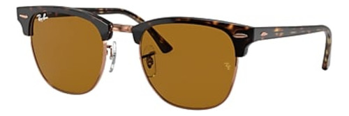 Óculos de sol Ray-Ban Clubmaster Classic Standard armação de acetato cor matte shiny havana, lente brown de cristal clássica, haste matte shiny havana de acetato - RB3016