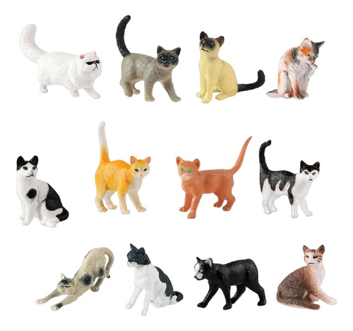 12 Gatos Mini Juguete Proyecto Maqueta Decoración
