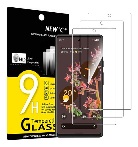 New'c 3 Protector Pantalla Vidrio Para Pixel 6 Sin 9h In