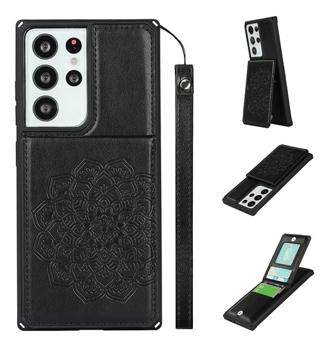 Funda Tarjetera Cuero Soporte Para Samsung Galaxy S21 Ultra