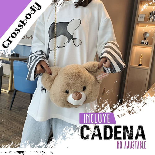 Imagen 4 de 10 de Bolsa Para Dama Crossbody Mochila Oso De Peluche Moda Kawaii