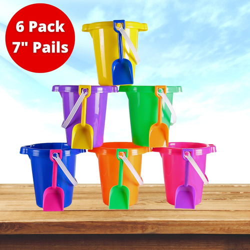 4es Novedad 6 Pack 7.5 Cubos Y Palas De Playa Para Ninos ...