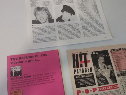 Boy George Culture Club Lote 24 Recortes Clipping De Revista (Usado)