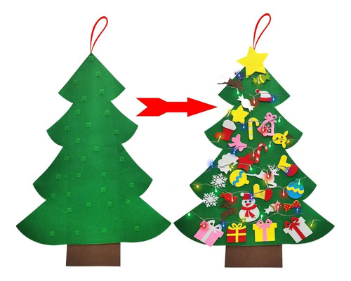 Árbol De Navidad De  Fieltro Para Niños  Con Adornos 28 Pcs