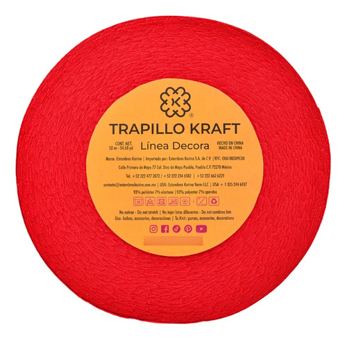 Trapillo Poliester Paq De 5 Rollos De 50 Mts C/u E. Erika 78 Rojo Escolar
